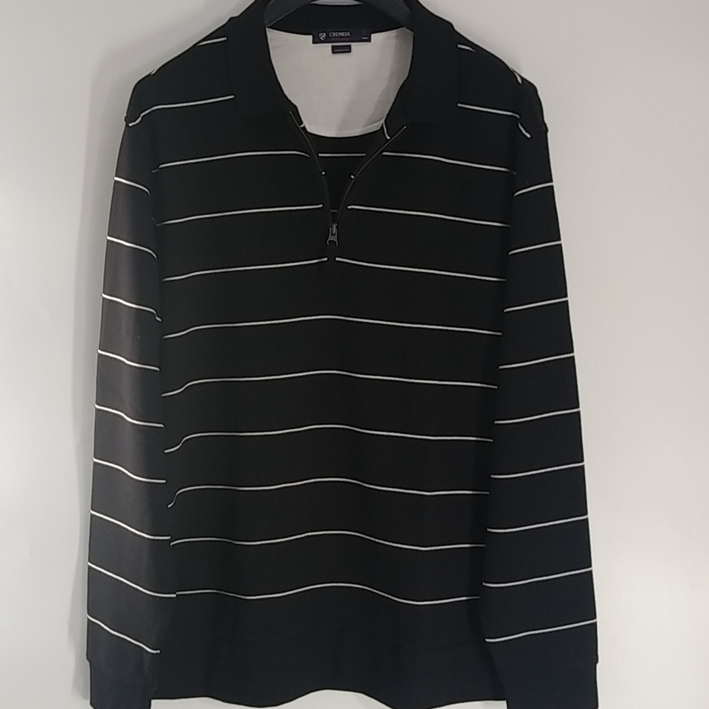 CREMIEUX MENS SHIRT STRIPE / ZIP FRONT
SIZE LARGE/ LEISURE/ RASY WEAR